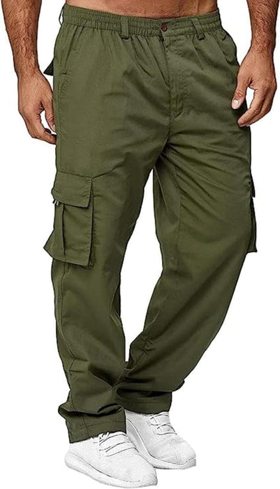 Men'S Cargo Pants with Pockets Cotton Hiking Sweatpants Casual Athletic Jogger Sports Outdoor Trousers Relaxed Fit