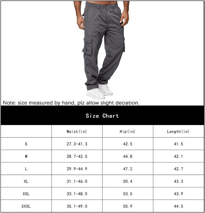 Men'S Cargo Pants with Pockets Cotton Hiking Sweatpants Casual Athletic Jogger Sports Outdoor Trousers Relaxed Fit