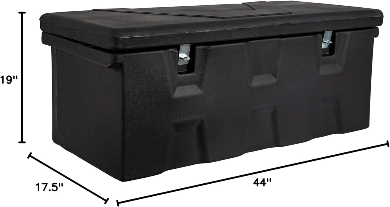 Buyers Products 1712240 Black Poly All-Purpose Chest, 44 X 17.5 X 19 Inch, 6.3 Cu. Ft, Polymer Truck Tool Box, Made in the USA, Contractor Toolbox for Storage and Organization, Durable Job Box