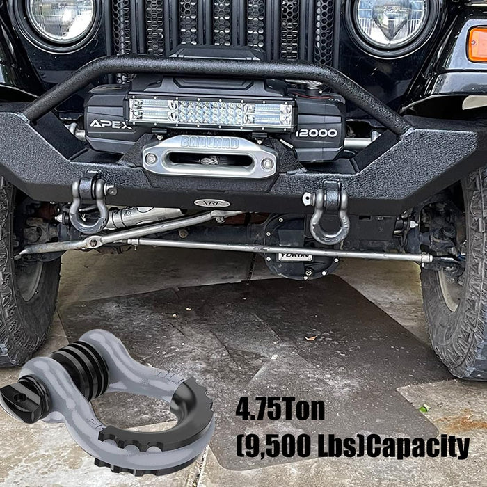 D Ring Shackle 3/4" Bow Shackle Mount, 41890Lbs Break Strength Off-Road Recovery Tow Hook with 7/8" Screw Pin Washers and Shackle Isolator for Towing Vehicle Winch Trucks