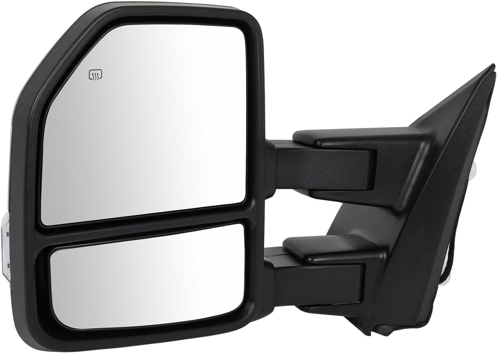 Left Right Towing Mirror Tow Mirrors Replacement Fit for 2015-2020 for Ford F150 Pickup Power Adjusted, Heated, Turn Signal Light,With Black Cap Housing