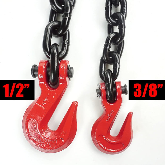 3/8'' X 10FT Binder Chain, G80 Tow Chain with Clevis Grab Hooks,7,100Lbs Working Load Limit, Transport Chain Tie Downs for Flatbed Trailers or Truck (1Pack)