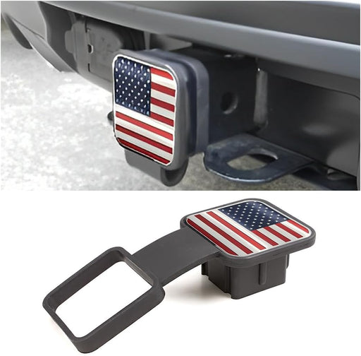 2 Inch Trailer Hitch Cover, American Flag Tube Plug Insert Cap Fit for 2" Receivers, Car Exterior Accessories, US Patriotic Tow Hitch Cover for Most Vehicles, SUV, RV, Pickup, ATV (Red)