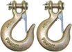 2 Pack - ¼” Grade 70 Forged Clevis Slip Hook with Safety Latch Heavy Duty, 12,600Lbs Breaking Strength - Chain Hooks, Transport, Tow, and Towing Trucks