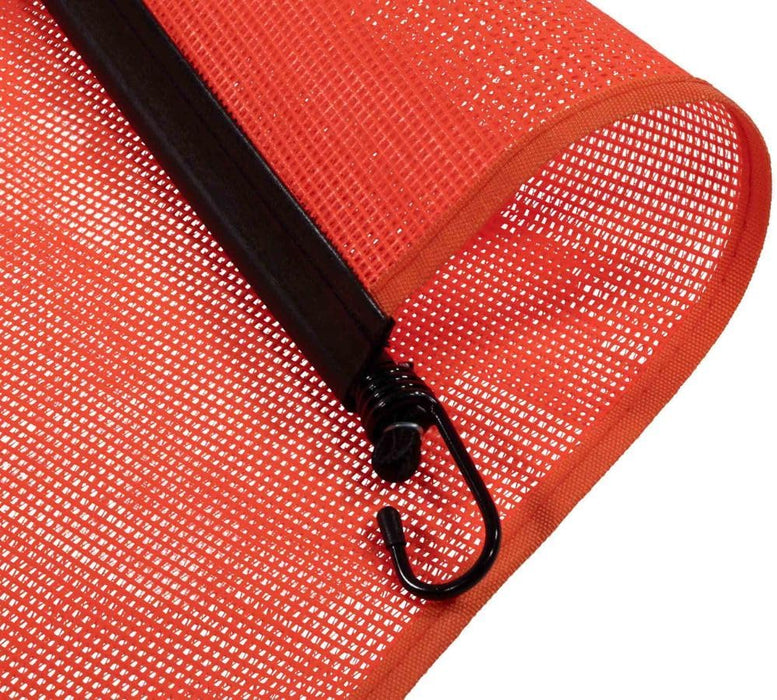 Orange Safety Flag with Bungees Cord DOT Compliant - 18 Inch X 18 Inch High Visibility Vinyl Mesh Warning Flags, 4 Pack