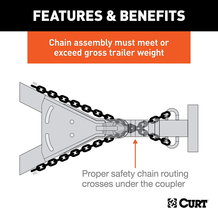 80313 27-Inch Trailer Safety Chain with 7/16-In Snap Hook, 5,000 Lbs Break Strength