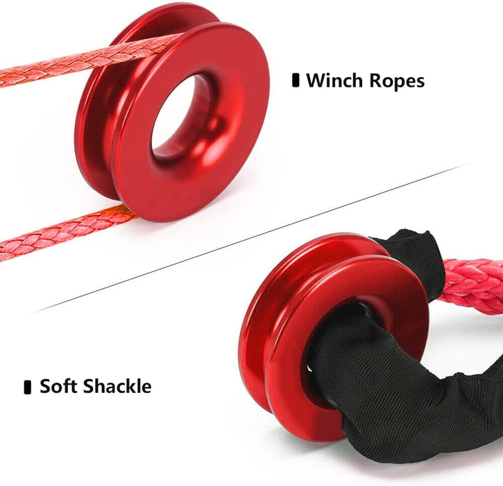 Winch Snatch Recovery Ring Aluminum 41000Lb Snatch Block Ring Snatch-Ring Snatch Pulley for ATV UTV SUV Truck Off-Road Vehicle Towing Soft Shackle Recovery（Red）